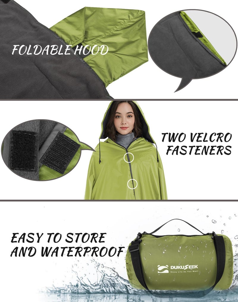 DUKUSEEK Waterproof Blanket Outdoor, Hooded Blanket Poncho - Large (79x56), Portable, Windproof Fleece Blankets for Cold Weather Camping, Picnic, Sports, Boat, Dogs, Festivals, Car, Emergencyâ€¦ - Image 1